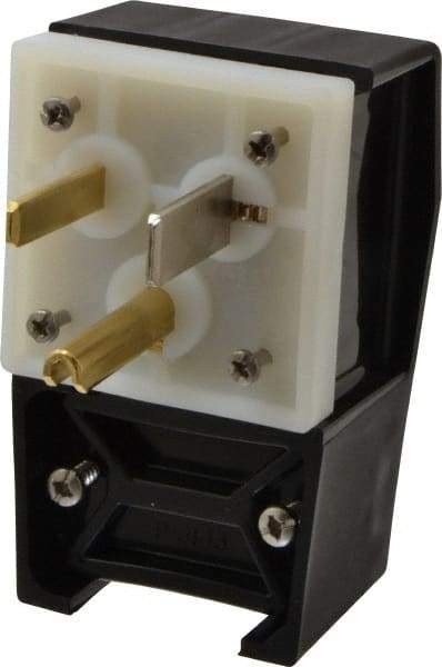 Hubbell Wiring Device-Kellems - 125 VAC, 50 Amp, 5-50P NEMA, Angled, Self Grounding, Commercial, Industrial Grade Plug - 2 Pole, 3 Wire, 1 Phase, 2 hp, Nylon, Black, White - Strong Tooling