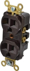 Hubbell Wiring Device-Kellems - 125 VAC, 15 Amp, 5-15R NEMA Configuration, Brown, Industrial Grade, Self Grounding Duplex Receptacle - 1 Phase, 2 Poles, 3 Wire, Flush Mount, Corrosion, Heat and Impact Resistant - Strong Tooling