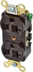 Hubbell Wiring Device-Kellems - 125 VAC, 20 Amp, 5-20R NEMA Configuration, Brown, Industrial Grade, Self Grounding Duplex Receptacle - 1 Phase, 2 Poles, 3 Wire, Flush Mount, Corrosion, Heat and Impact Resistant - Strong Tooling