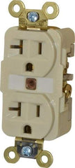 Hubbell Wiring Device-Kellems - 125 VAC, 20 Amp, 5-20R NEMA Configuration, Ivory, Specification Grade, Self Grounding Duplex Receptacle - 1 Phase, 2 Poles, 3 Wire, Flush Mount, Corrosion, Heat and Impact Resistant - Strong Tooling