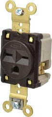 Hubbell Wiring Device-Kellems - 250 VAC, 15 Amp, 6-15R NEMA Configuration, Brown, Specification Grade, Self Grounding Single Receptacle - 1 Phase, 2 Poles, 3 Wire, Flush Mount - Strong Tooling