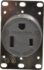 Hubbell Wiring Device-Kellems - 250 VAC, 50 Amp, 6-50R NEMA Configuration, Black, Industrial Grade, Self Grounding Single Receptacle - 1 Phase, 2 Poles, 3 Wire, Flush Mount - Strong Tooling