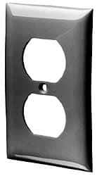 Hubbell Wiring Device-Kellems - 1 Gang, 4-1/2 Inch Long x 2.78 Inch Wide, Standard Outlet Wall Plate - Duplex Outlet, Metallic, Stainless Steel - Strong Tooling