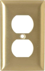 Hubbell Wiring Device-Kellems - 1 Gang, 4-1/2 Inch Long x 2.78 Inch Wide, Standard Outlet Wall Plate - Duplex Outlet, Brass, Brass - Strong Tooling