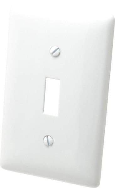 Hubbell Wiring Device-Kellems - 1 Gang, 4-1/2 Inch Long x 2.78 Inch Wide, Standard Switch Plate - Toggle Switch, White, Nylon - Strong Tooling