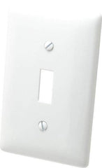 Hubbell Wiring Device-Kellems - 1 Gang, 4-1/2 Inch Long x 2.78 Inch Wide, Standard Switch Plate - Toggle Switch, White, Nylon - Strong Tooling