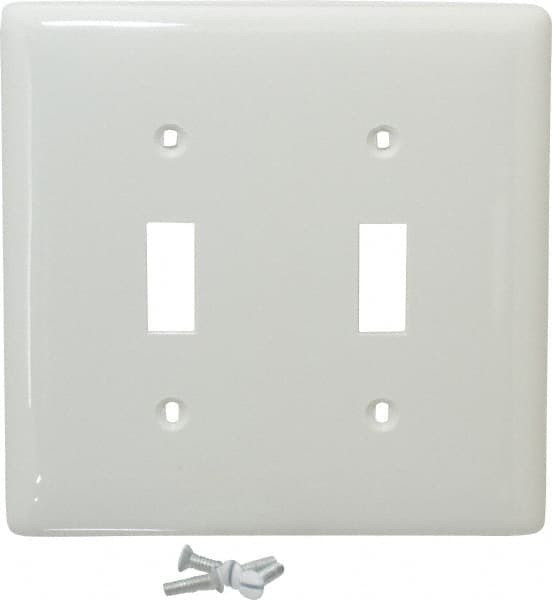 Hubbell Wiring Device-Kellems - 2 Gang, 4-1/2 Inch Long x 4.6 Inch Wide, Standard Switch Plate - Toggle Switch, White, Nylon - Strong Tooling