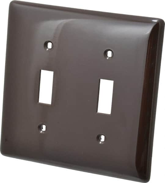 Hubbell Wiring Device-Kellems - 2 Gang, 4-1/2 Inch Long x 4.6 Inch Wide, Standard Switch Plate - Toggle Switch, Brown, Nylon - Strong Tooling