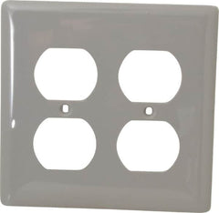 Hubbell Wiring Device-Kellems - 2 Gang, 4-1/2 Inch Long x 4.6 Inch Wide, Standard Outlet Wall Plate - Duplex Outlet, Gray, Nylon - Strong Tooling