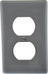 Hubbell Wiring Device-Kellems - 1 Gang, 4-1/2 Inch Long x 2.78 Inch Wide, Standard Outlet Wall Plate - Duplex Outlet, Gray, Nylon - Strong Tooling