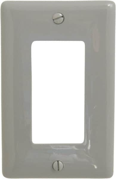 Hubbell Wiring Device-Kellems - 1 Gang, 4-1/2 Inch Long x 2.87 Inch Wide, Standard Outlet Wall Plate - Single Outlet, Gray, Nylon - Strong Tooling