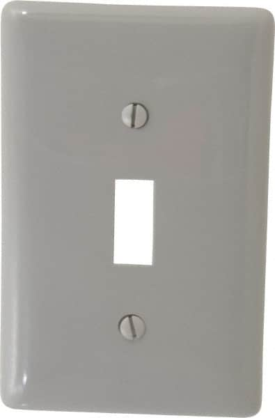 Hubbell Wiring Device-Kellems - 1 Gang, 4-1/2 Inch Long x 2.78 Inch Wide, Standard Switch Plate - Toggle Switch, Gray, Nylon - Strong Tooling