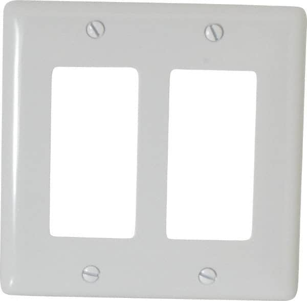 Hubbell Wiring Device-Kellems - 2 Gang, 4-1/2 Inch Long x 4.6 Inch Wide, Standard Outlet Wall Plate - GFCI/Surge Receptacle, White, Nylon - Strong Tooling