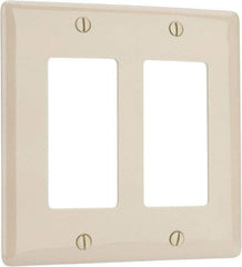 Hubbell Wiring Device-Kellems - 2 Gang, 4-1/2 Inch Long x 4.6 Inch Wide, Standard Outlet Wall Plate - GFCI/Surge Receptacle, Ivory, Nylon - Strong Tooling