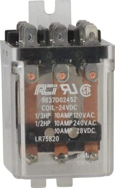 ACI - 11 Pins, Square Electromechanical Blade General Purpose Relay - 10 Amp at 240 VAC, 3PDT, 24 VDC - Strong Tooling