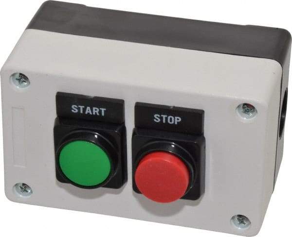 ACI - 2 Operator, Flush Pushbutton Control Station - Start-Stop (Legend), 1NO/1NC Contact - Strong Tooling