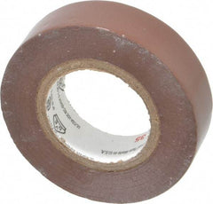 3M - 1/2" x 20', Brown Vinyl Electrical Tape - Series 35, 7 mil Thick, 1,250 V/mil Dielectric Strength, 17 Lb./Inch Tensile Strength - Strong Tooling