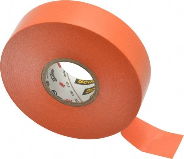 3M - 3/4" x 66', Orange Vinyl Electrical Tape - Series 35, 7 mil Thick, 1,250 V/mil Dielectric Strength, 17 Lb./Inch Tensile Strength - Strong Tooling