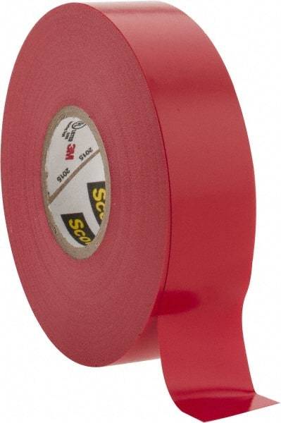 3M - 3/4" x 66', Red Vinyl Electrical Tape - Series 35, 7 mil Thick, 1,250 V/mil Dielectric Strength, 17 Lb./Inch Tensile Strength - Strong Tooling