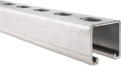 Thomas & Betts - 10' Long x 1-5/8" Wide x 1-5/8" High, 12 Gauge, Strip Steel, Half Slot Framing Channel & Strut - 0.105" Thick, Pre-Galvanized - Strong Tooling