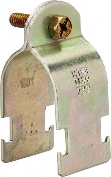 Thomas & Betts - 1-3/8" Pipe, 14 Gauge" Pipe or Tube Clamp - Gold Galvanized, 1,000 Lb Capacity - Strong Tooling