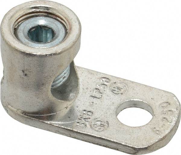 Thomas & Betts - 6 AWG Noninsulated Lug Connection D Shaped Ring Terminal - 13/32" Stud, 1-61/64" OAL x 15/16" Wide, Tin Plated Copper Contact - Strong Tooling