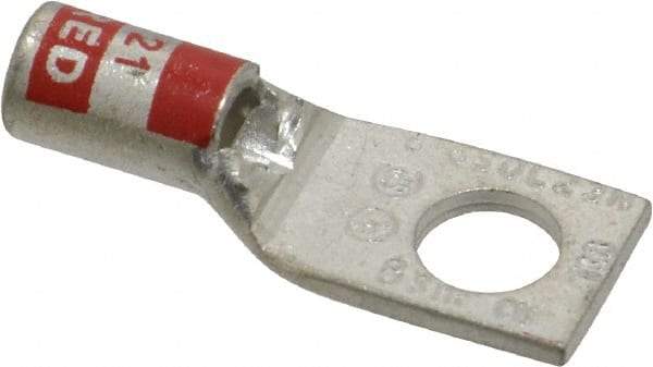 Thomas & Betts - 8 AWG Noninsulated Compression Connection Square Ring Terminal - 1/4" Stud, 1.2" OAL x 0.45" Wide, Tin Plated Copper Contact - Strong Tooling