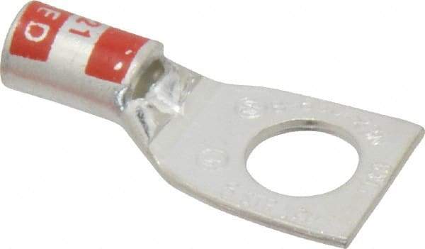 Thomas & Betts - 8 AWG Noninsulated Compression Connection Square Ring Terminal - 5/16" Stud, 1.33" OAL x 0.56" Wide, Tin Plated Copper Contact - Strong Tooling