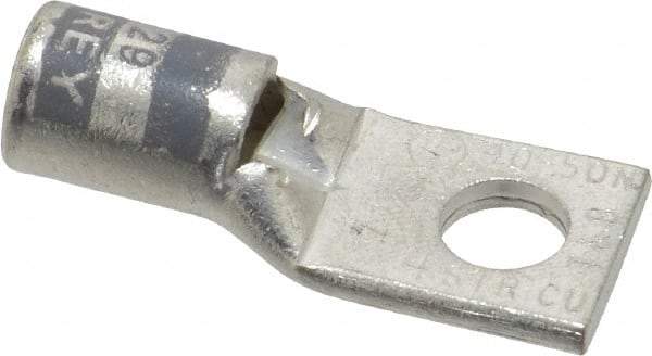 Thomas & Betts - 4 AWG Noninsulated Compression Connection Square Ring Terminal - 1/4" Stud, 1.38" OAL x 0.55" Wide, Tin Plated Copper Contact - Strong Tooling