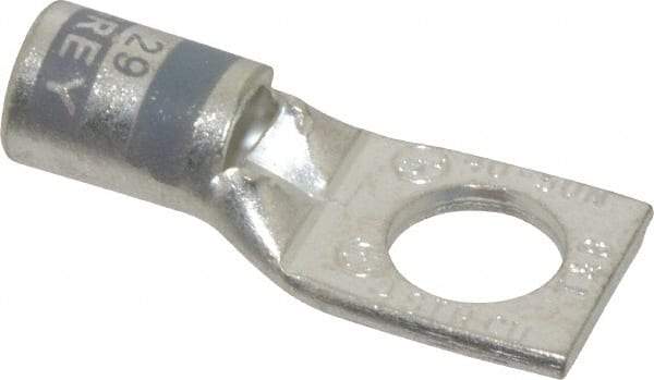 Thomas & Betts - 4 AWG Noninsulated Compression Connection Square Ring Terminal - 3/8" Stud, 1.42" OAL x 0.61" Wide, Tin Plated Copper Contact - Strong Tooling