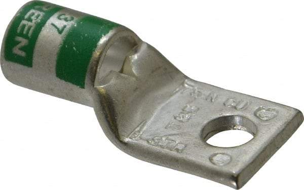 Thomas & Betts - 1 AWG Noninsulated Compression Connection Square Ring Terminal - 1/4" Stud, 1-1/2" OAL x 0.68" Wide, Tin Plated Copper Contact - Strong Tooling