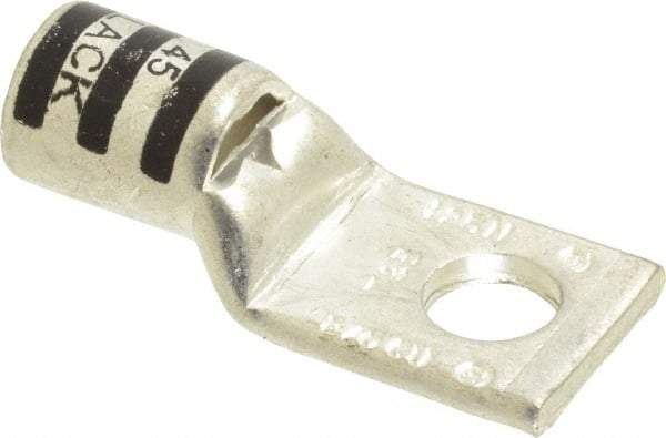 Thomas & Betts - 2/0 AWG Noninsulated Compression Connection Square Ring Terminal - 3/8" Stud, 1.93" OAL x 0.83" Wide, Tin Plated Copper Contact - Strong Tooling