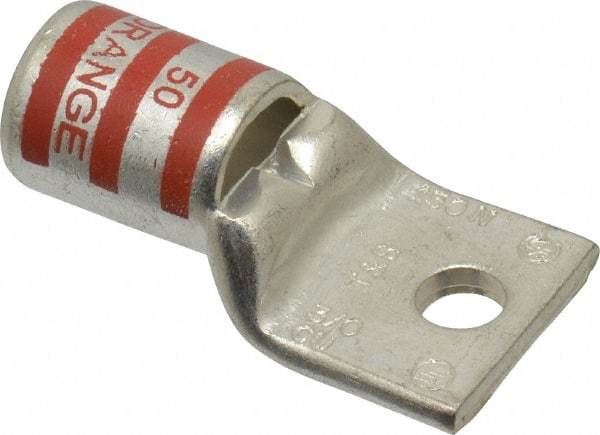 Thomas & Betts - 3/0 AWG Noninsulated Compression Connection Rectangle Ring Terminal - 1/4" Stud, 1-3/4" OAL x 0.92" Wide, Tin Plated Copper Contact - Strong Tooling