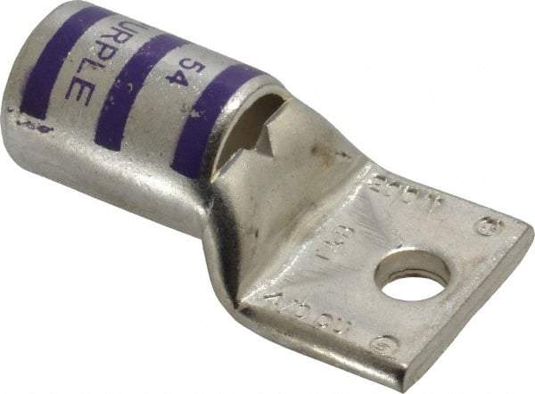 Thomas & Betts - 4/0 AWG Noninsulated Compression Connection Rectangle Ring Terminal - 1/4" Stud, 1.9" OAL x 1.03" Wide, Tin Plated Copper Contact - Strong Tooling