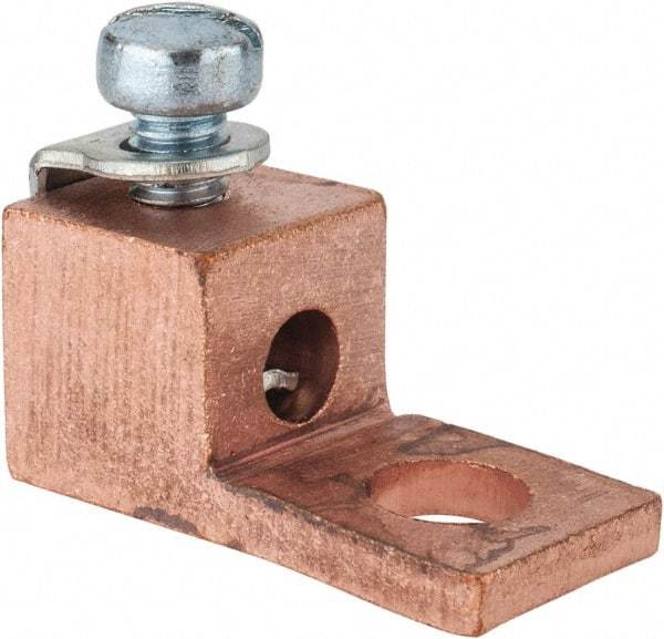 Thomas & Betts - 14-8 AWG Noninsulated Compression Connection Square Ring Terminal - 1/4" Stud, 1-1/8" OAL x 1/2" Wide, Copper Contact - Strong Tooling