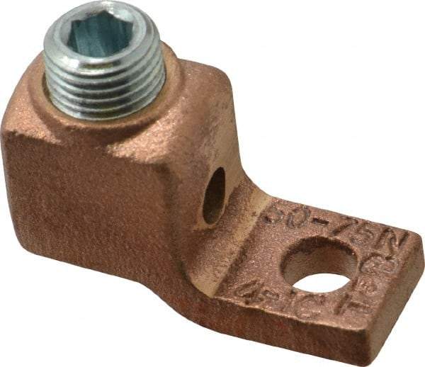 Thomas & Betts - 4-1 AWG Noninsulated Lug Connection Square Ring Terminal - 1/4" Stud, 1-5/8" OAL x 5/8" Wide, Tin Plated Copper Contact - Strong Tooling