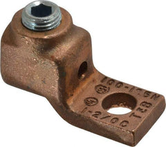 Thomas & Betts - 1-2/0 AWG Noninsulated Compression Connection Square Ring Terminal - 3/8" Stud, 1-15/16" OAL x 13/16" Wide, Copper Contact - Strong Tooling