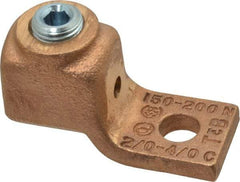 Thomas & Betts - 2/0-4/0 AWG Noninsulated Compression Connection Square Ring Terminal - 3/8" Stud, 2-3/8" OAL x 1" Wide, Copper Contact - Strong Tooling