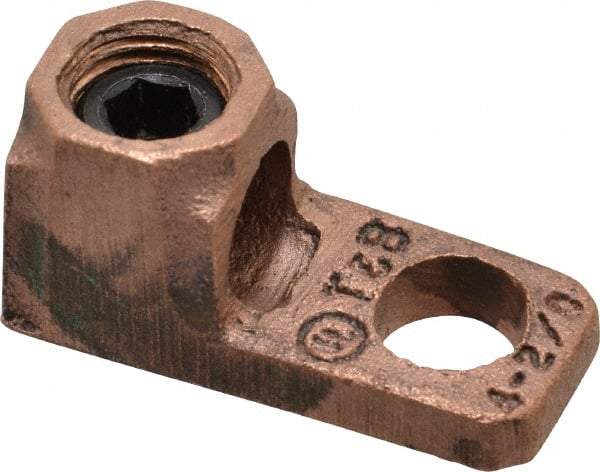 Thomas & Betts - 4-2/0 AWG Noninsulated Lug Connection D Shaped Ring Terminal - 3/8" Stud, 1-21/32" OAL x 23/32" Wide, Tin Plated Copper Contact - Strong Tooling