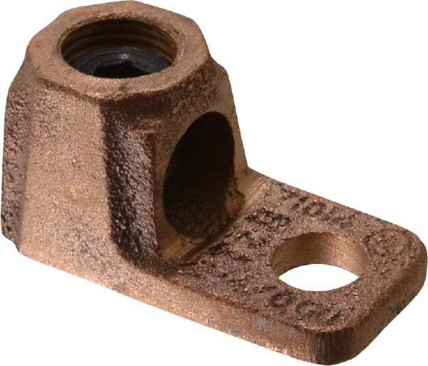 Thomas & Betts - 2-4/0 AWG Noninsulated Crimp Connection D Shaped Ring Terminal - 3/8" Stud, 1-7/8" OAL x 15/16" Wide, Copper Contact - Strong Tooling