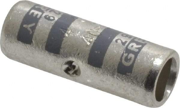 Thomas & Betts - 4 AWG Compatible, Noninsulated, Crimp-On Butt Splice Terminal - 2 Wire Entries, Copper Contacts, Tin Contact Plating, 1" OAL, Gray - Strong Tooling