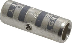 Thomas & Betts - 4 AWG Compatible, Noninsulated, Crimp-On Butt Splice Terminal - 2 Wire Entries, Copper Contacts, Tin Contact Plating, 1" OAL, Gray - Strong Tooling