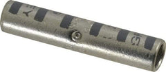 Thomas & Betts - 4 AWG Compatible, Noninsulated, Crimp-On Butt Splice Terminal - 2 Wire Entries, Copper Contacts, Tin Contact Plating, 1-3/4" OAL, Gray - Strong Tooling