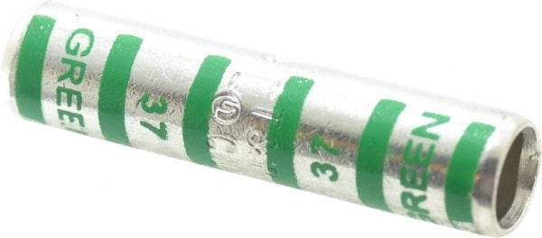 Thomas & Betts - 1 AWG Compatible, Noninsulated, Crimp-On Butt Splice Terminal - 2 Wire Entries, Copper Contacts, Tin Contact Plating, 2" OAL, Green - Strong Tooling