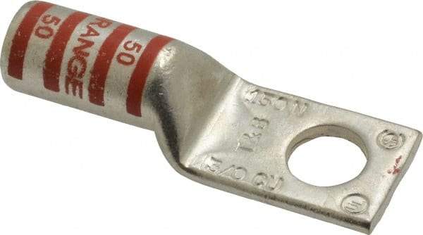 Thomas & Betts - 3/0 AWG Noninsulated Compression Connection Square Ring Terminal - 1/2" Stud, 2.7" OAL x 0.92" Wide, Tin Plated Copper Contact - Strong Tooling