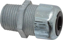 Thomas & Betts - 1/4 to 3/8" Cable Capacity, Liquidtight, Straight Strain Relief Cord Grip - 1/2 NPT Thread, 1-21/32" Long, Zinc - Strong Tooling