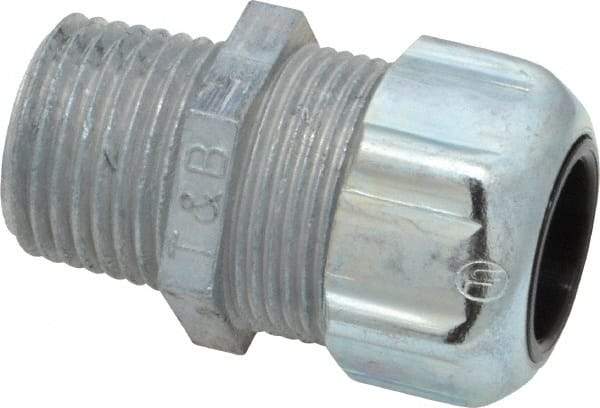 Thomas & Betts - 3/8 to 1/2" Cable Capacity, Liquidtight, Straight Strain Relief Cord Grip - 1/2 NPT Thread, 1-21/32" Long, Zinc - Strong Tooling