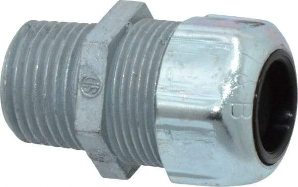 Thomas & Betts - 0.45 to 0.56" Cable Capacity, Liquidtight, Straight Strain Relief Cord Grip - 1/2 NPT Thread, 1-21/32" Long, Zinc - Strong Tooling