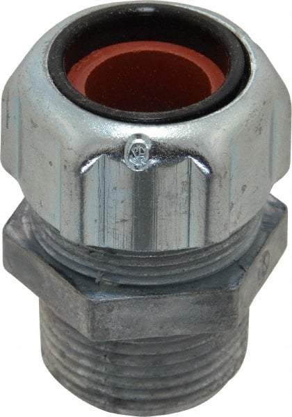 Thomas & Betts - 1/2 to 5/8" Cable Capacity, Liquidtight, Straight Strain Relief Cord Grip - 3/4 NPT Thread, 1-3/4" Long, Zinc - Strong Tooling