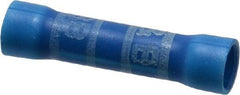 Thomas & Betts - 16 to 14 AWG Compatible, Vinyl Fully Insulated, Crimp-On Butt Splice Terminal - 2 Wire Entries, Copper Contacts, Tin Contact Plating, 1.13" OAL, Blue - Strong Tooling